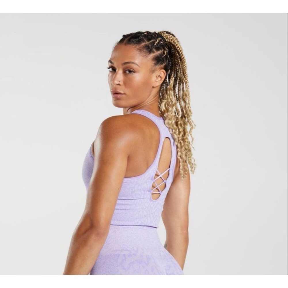 Gym Shark Bra Tank - Seamless - Racer Back - Light Purple- Animal Prints - Small